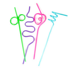 plastic straws isolated on white