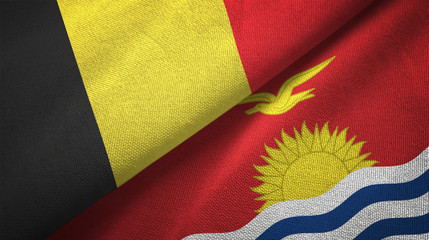 Belgium and Kiribati two flags textile cloth, fabric texture