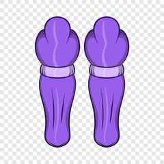 Hockey protection, protecting knees icon in cartoon style on a background for any web design 