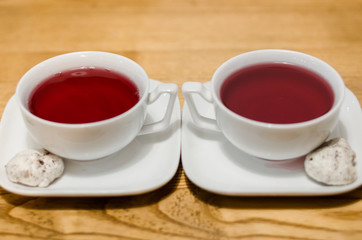 Two cups of red tea