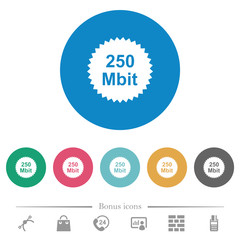 250 mbit guarantee sticker flat round icons