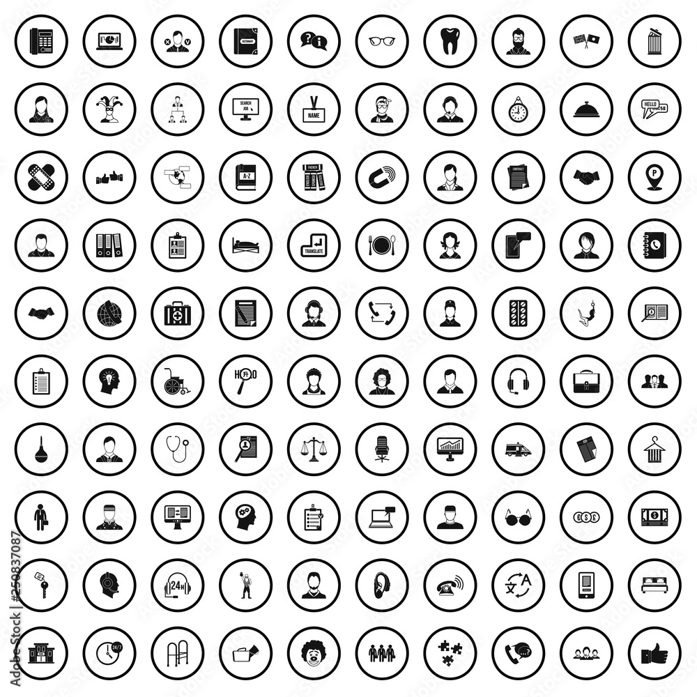Poster 100 fellow worker icons set in simple style for any design vector illustration
