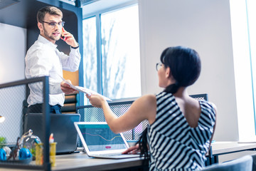 Fototapeta premium Professional manager talking to his young colleague