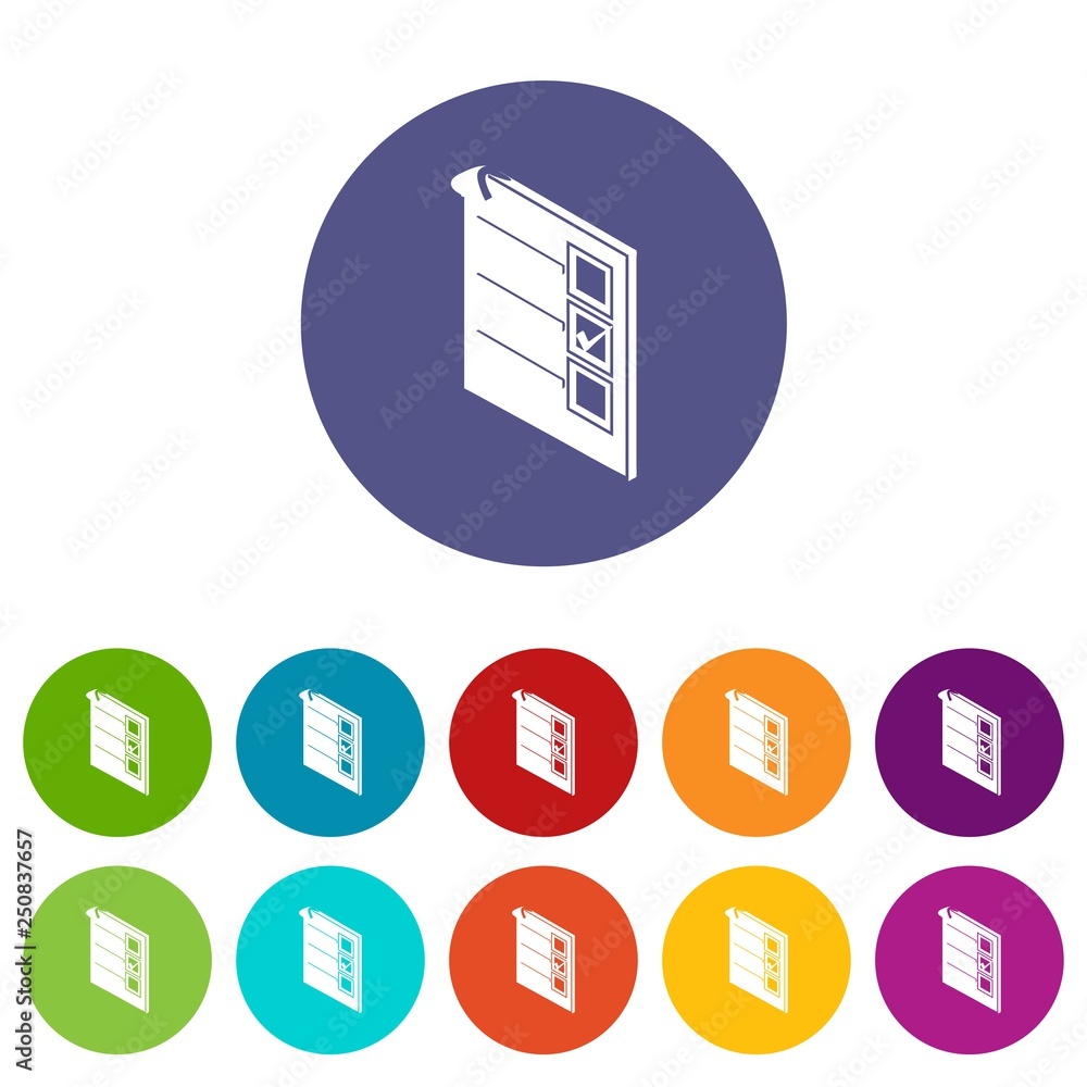 Poster voted paper icons color set vector for any web design on white background