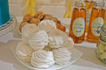 Festive table for children, sweets and drinks