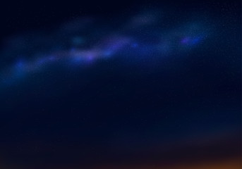 Illustration of outer space and Milky Way. Night sky and stars. Abstract background. Vector