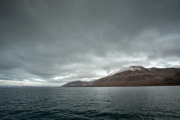 Arctic landscape in Svalbard during autumn. Norway