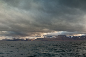 Arctic landscape in Svalbard during autumn. Norway