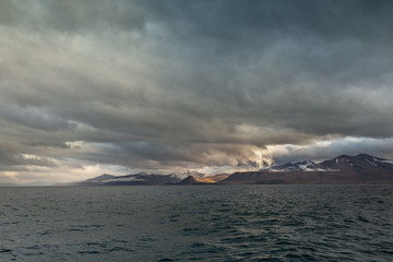 Arctic landscape in Svalbard during autumn. Norway