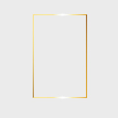 Gold shiny glowing vintage frame isolated on transparent background. Vector border illustration engraved ink art.