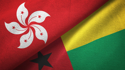 Hong Kong and Guinea-Bissau two flags textile cloth, fabric texture