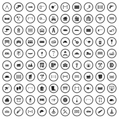 100 fence icons set in simple style for any design vector illustration