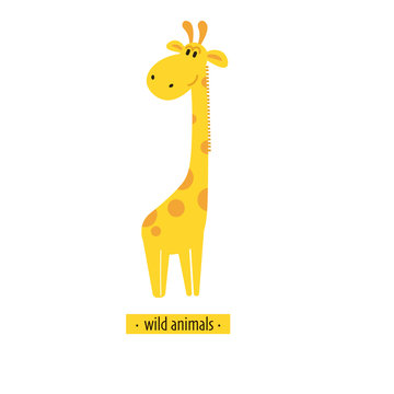 Cute vector giraffe. Perfect for wallpaper, cards, stickers, poster, print, packaging, invitations, Baby shower, patterns, travel, logos etc