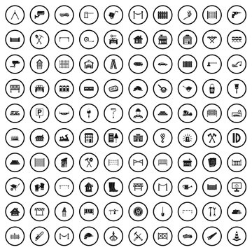 100 fence icons set in simple style for any design vector illustration