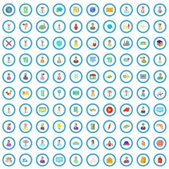 100 business startup icons set in cartoon style for any design vector illustration