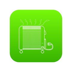 Heater icon green vector isolated on white background