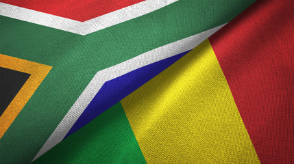 Fototapeta premium South Africa and Mali two flags textile cloth, fabric texture