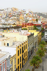 Cityscape of Las Palmas de Gran Canaria at Canary islands. Aerial view from roof top