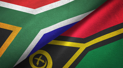 South Africa and Vanuatu two flags textile cloth, fabric texture