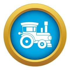 Toy train icon blue vector isolated on white background for any design