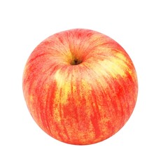 Fresh red yellow apple top view isolated on white background. Fruits, vegan diet, eco food and objects concept - ripe yellow red apple over white.