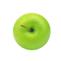 Fresh green apple top view isolated on white background. Fruits, vegan diet, eco food and objects concept - ripe green apple over white.