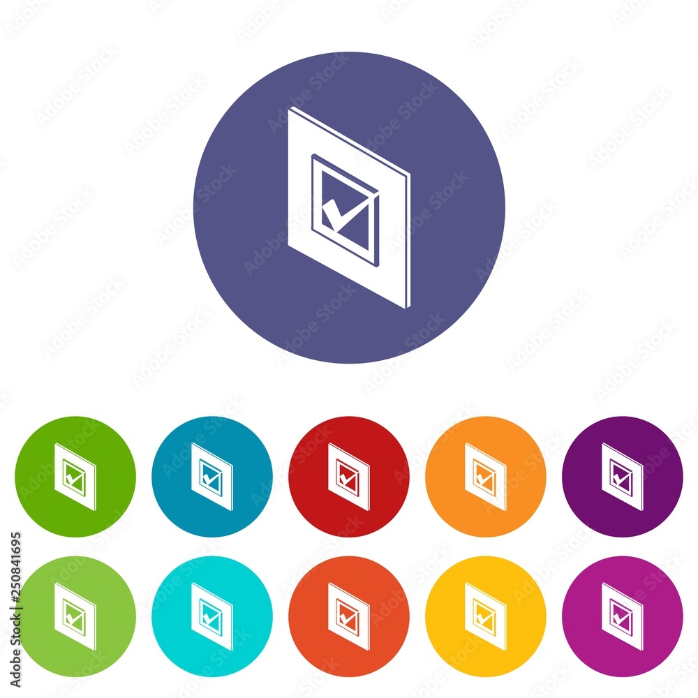 Aufkleber voted sign icons color set vector for any web design on white background