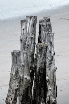 wooden poles in St Malo