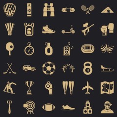 Active life icons set. Simple style of 36 active life vector icons for web for any design