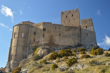 Fototapeta na wymiar Roman Castle Of Loarre Dating From The 11th Century It Was Built By King Sancho III In Loarre Village. Landscapes, Nature, History. December 28, 2014. Riglos, Huesca, Spain.