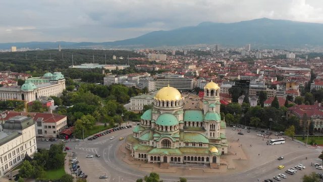 Aerial Bulgaria Sofia June 2018 Sunny Day Mavic Air  Aerial video of downtown Sofia in Bulgaria on a sunny day.