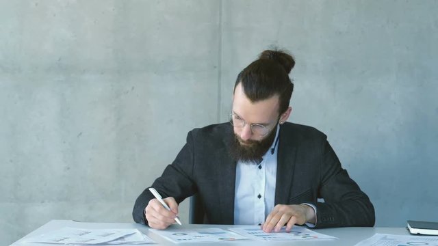 Fed up with paperwork. Business man throwing tantrum and leaving workplace