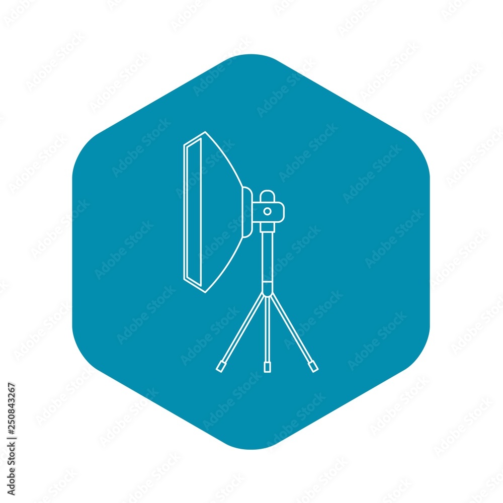 Poster studio light bulb in softbox icon. outline illustration of studio light bulb in softbox vector icon 