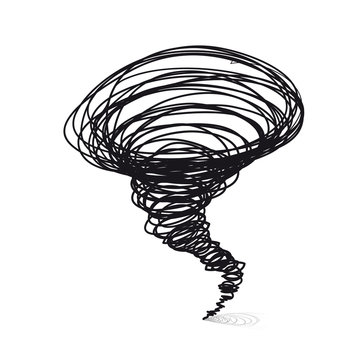 hand-drawn illustrations. Cyclone tornado