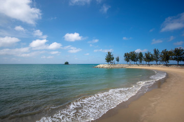 Beautiful Scene of Jerudong Beach with blue sky