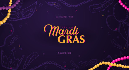 Mardi gras carnival party. Masquerade. Fat tuesday, festival. Vector illustration. © leo_d