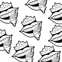 pattern female mouth dripping with strawberry