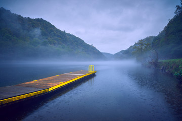 Boat Dock in Rainy Weather