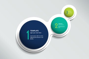 Three steps elements bubble chart, scheme, diagram, template. Infographic template.