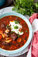 Deftige Suppe mit Gulasch