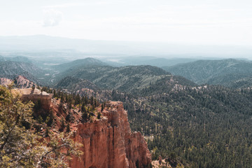 Cliff overlook to a canyon in Bryce Canyon National Park in Utah