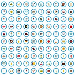 100 cafe advertising icons set in flat style for any design vector illustration