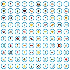 100 cafe essay icons set in flat style for any design vector illustration