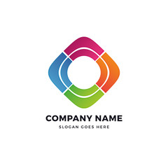  Color network vector logo design template. abstract logotype concept element sign shape.