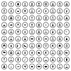 100 folk icons set in simple style for any design vector illustration