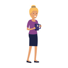 young woman with coffee cup character