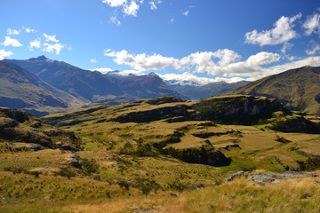 Wanaka lake landscape from mountains