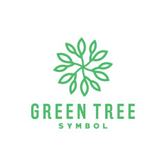 Monoline Leaf Circle Logo Vector Graphic Design