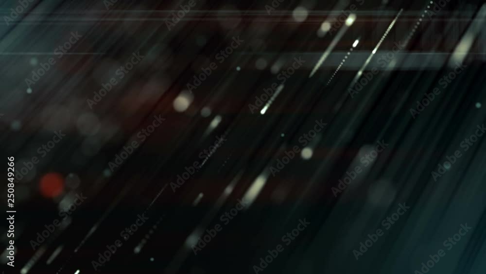 Poster Abstract colored background with animation falling glittering particles as festive rain. Red shining bokeh sparkles. 4K, Ultra HD resolution