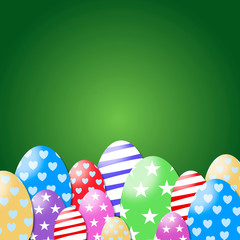 Easter concept. Green grass, easter eggs colorfull